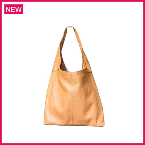 Italian Leather Hobo Tote Bag, Slouchy Shoulder Purse, Spacious Travel Handbag